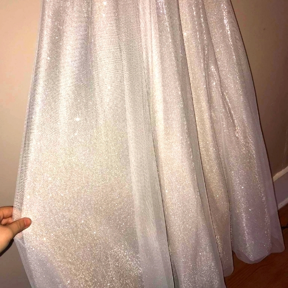 City Trianges Prom Dress, Silver - Picture 7 of 12